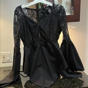 Killstar Gothic Black Flare Sleeve Top